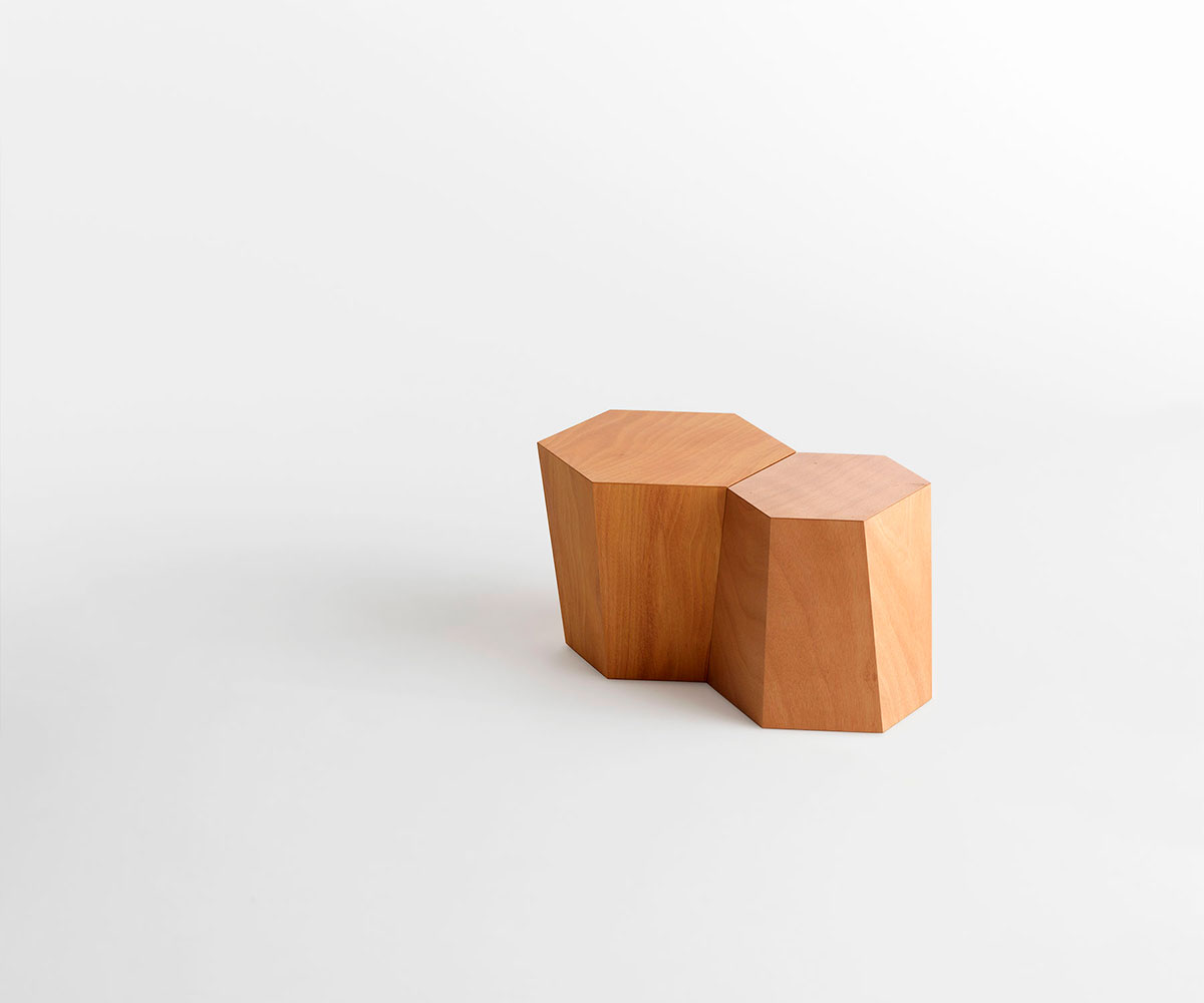 Stool and side table Hexagon Legno