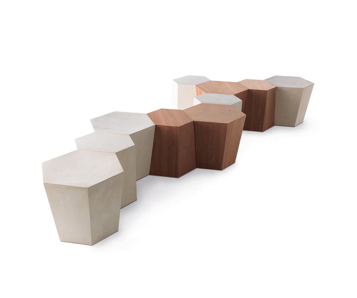 Hexagon Stone Stone side table stool Horm