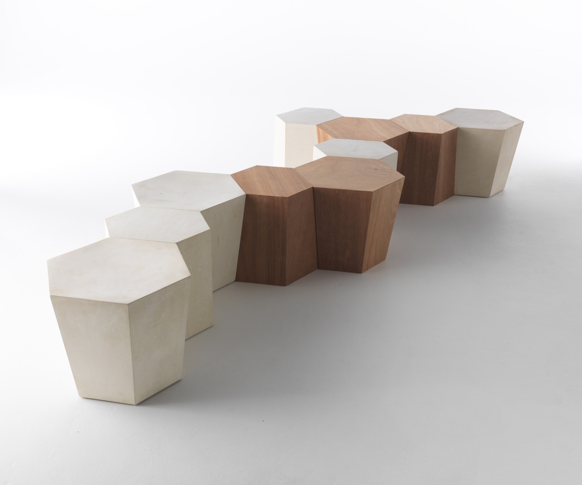 Stool and side table Hexagon Legno